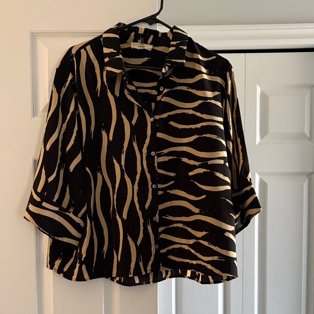 Entro Black and Cream Button Down Shirt